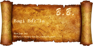 Bagi Béla névjegykártya
